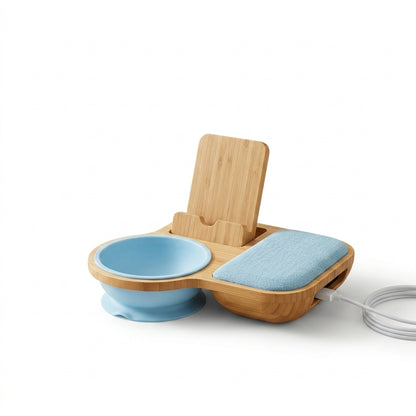 Kaslluay™ Bamboo Nightstand Organizer & Phone Docking Station – Bedside Valet Tray with Soft Silicone Jewelry Bowl, Integrated Cell Phone Stand & Tangle-Free Cable Management – Minimalist Bedside Storage & Desk Catchall Tray